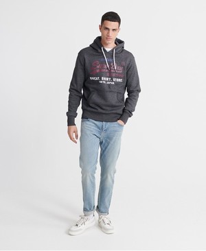 Superdry Sweat Ing Shop Tri Férfi Kapucnis Pulóver Fekete | WHPVK3925